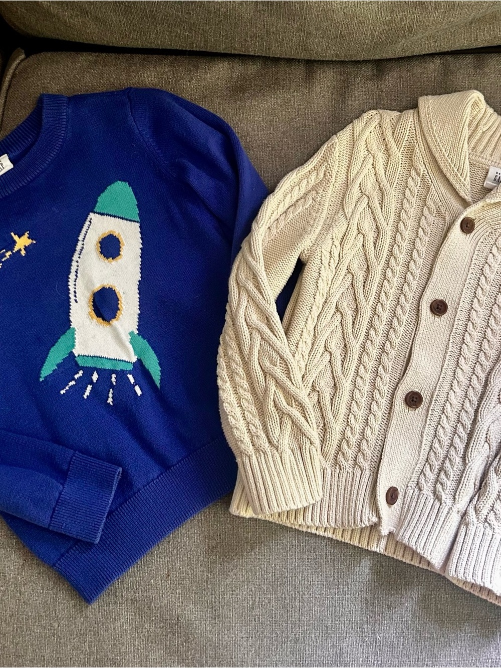 Blue Rocket & Knit Sweater - 4t